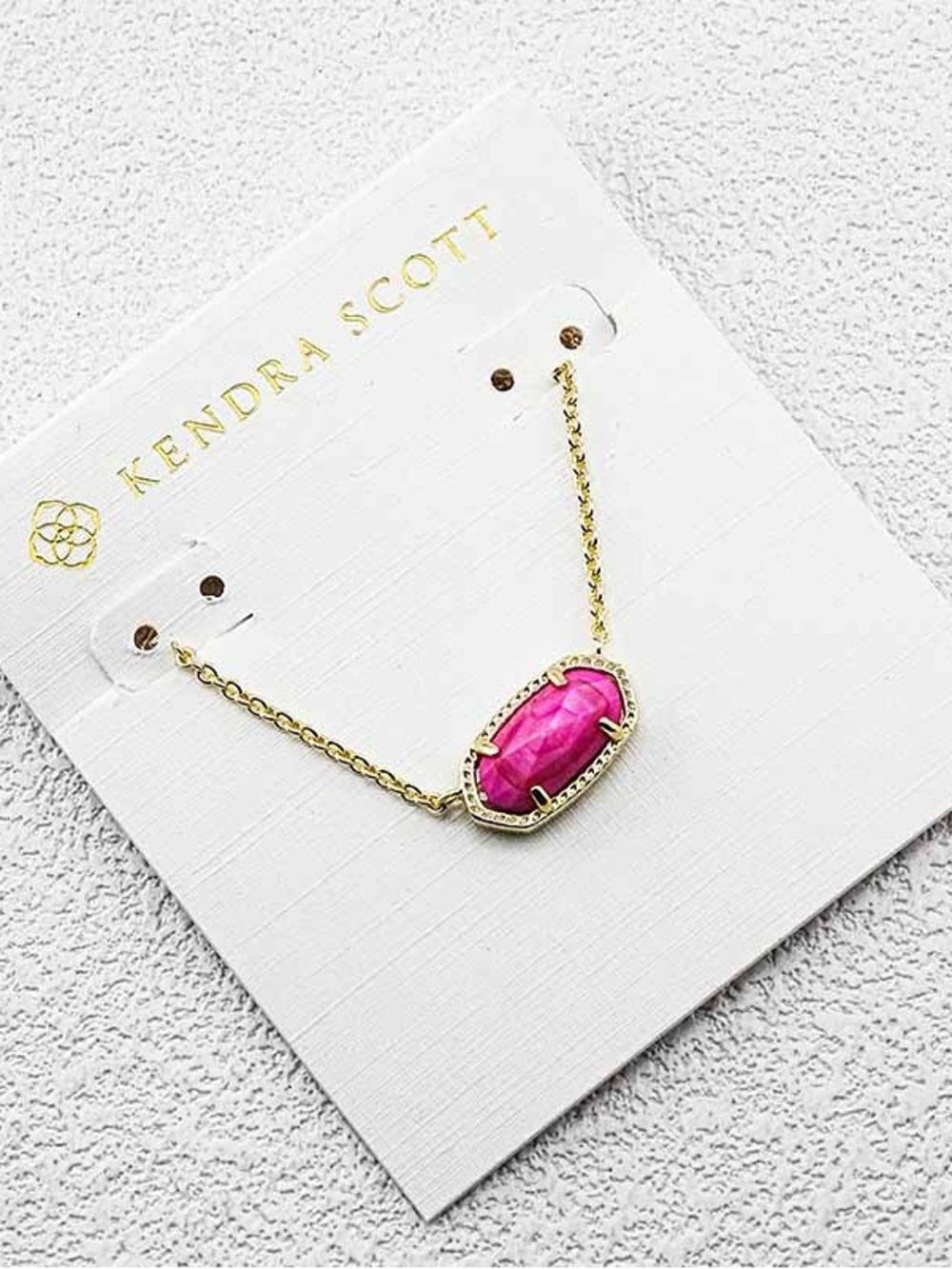 Kendra Scott Gold Chain Necklace with Hot Pink Faceted Stone